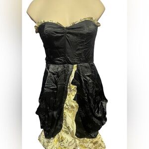 Chic Strapless Black and Gold Dress 100% silk 97% Polyester 3% Spandex